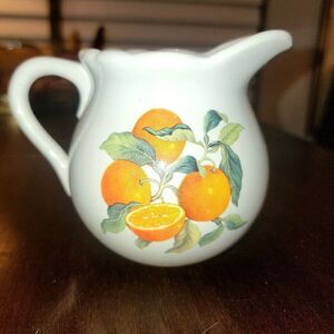 White Ceramic Creamer Oranges and Lemons